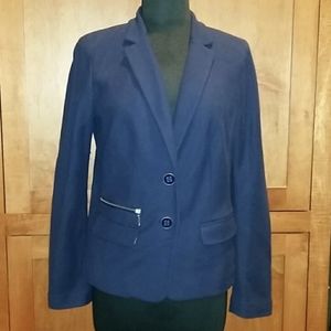 New Chico's Sz 0 Navy Midnight Blue Knit Blazer Small